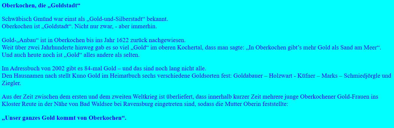 Oberkochen, die Goldstadt