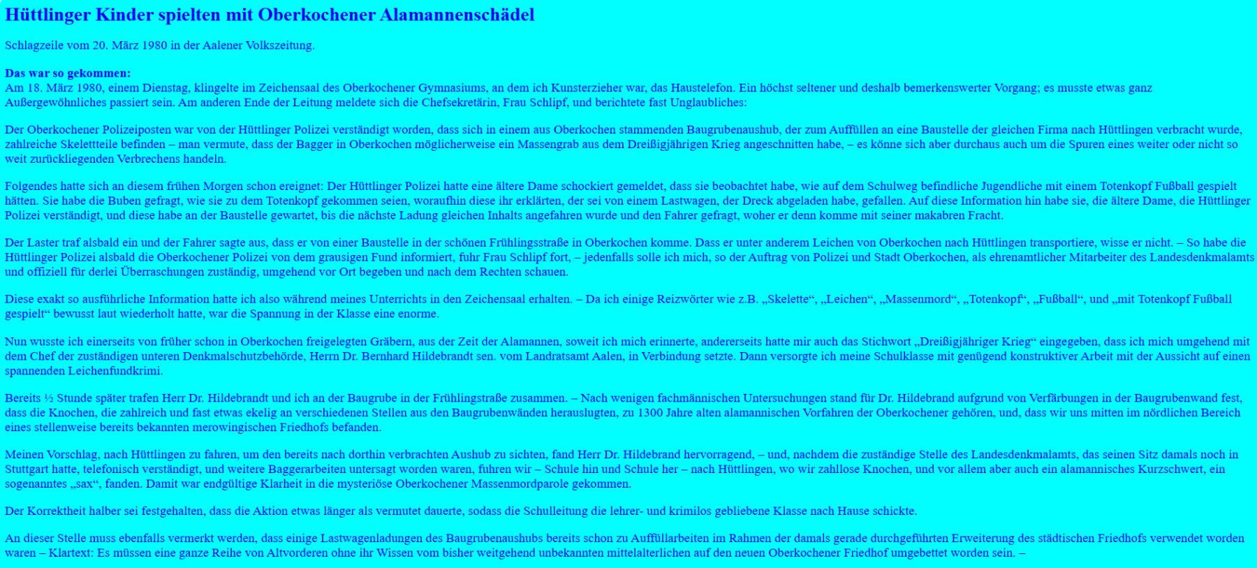 Hüttlinger Kinder spielten mit Oberkochener Alamannenschädel 1