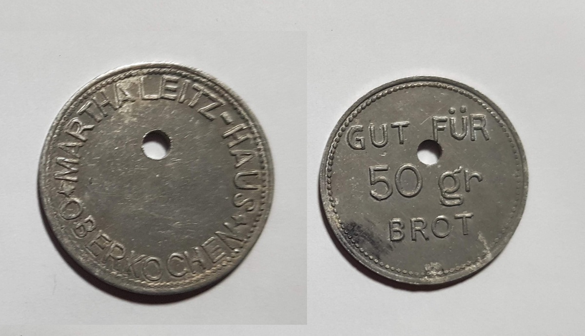 Münze Martha Leitz Haus für 50 gr. Brot