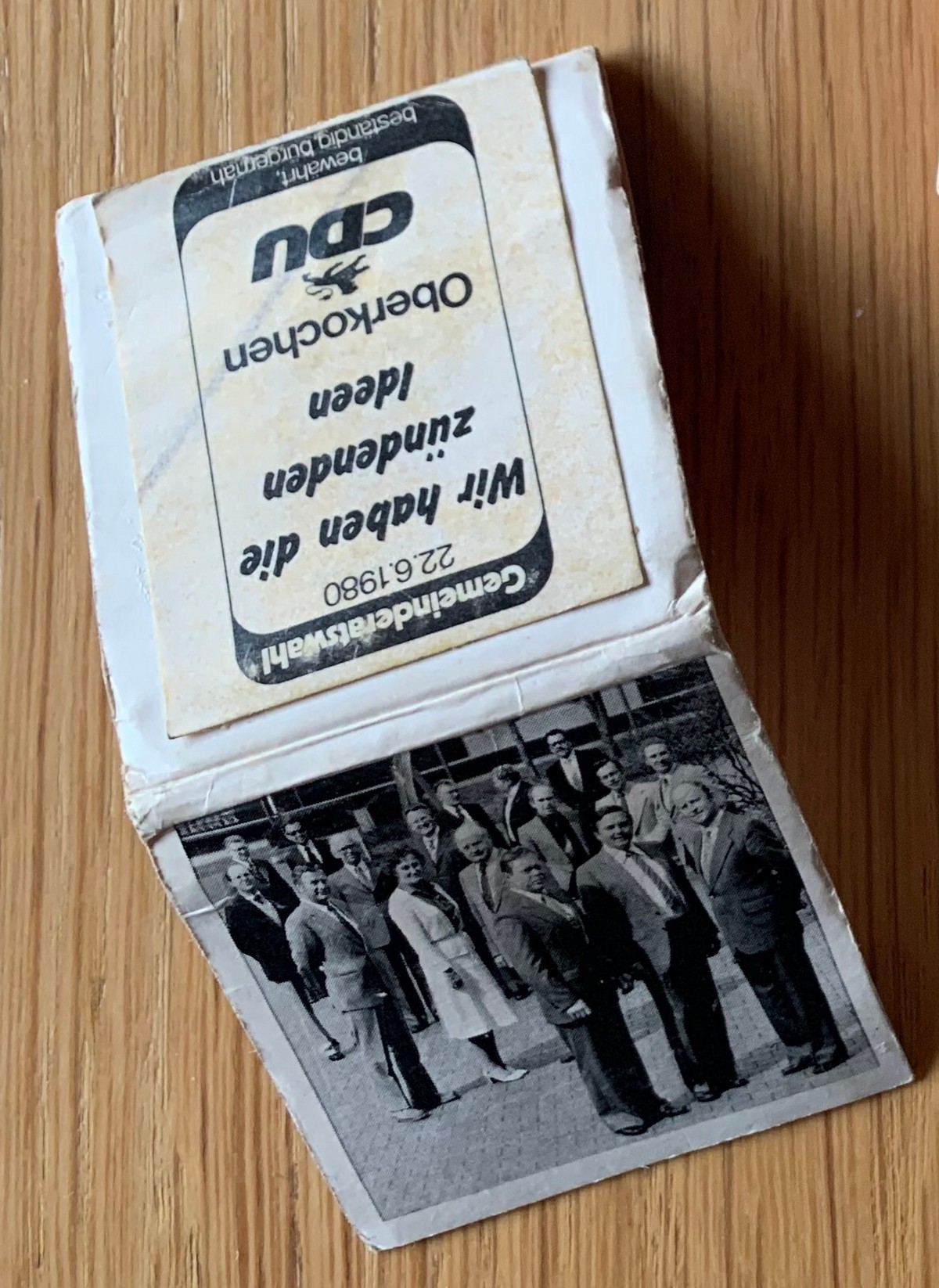 Streichhölzer CDU Gemeinderatswahl 1980